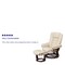 Flash Furniture Contemporary Multi-Position Recliner with Horizontal Stitching and Ottoman with Swivel Mahogany Wood Base in Beige LeatherSoft